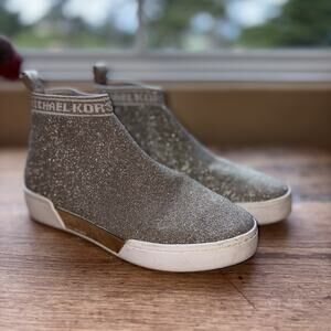 Michael Kors Grover Slip On Sneakers Metallic Gold Shoes Women’s Size 6.5 EUC